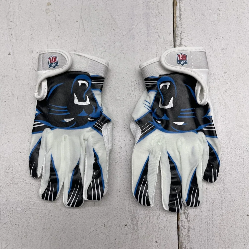 Carolina Panthers Gloves Boys Medium White NFL Football Receiver Franklin
